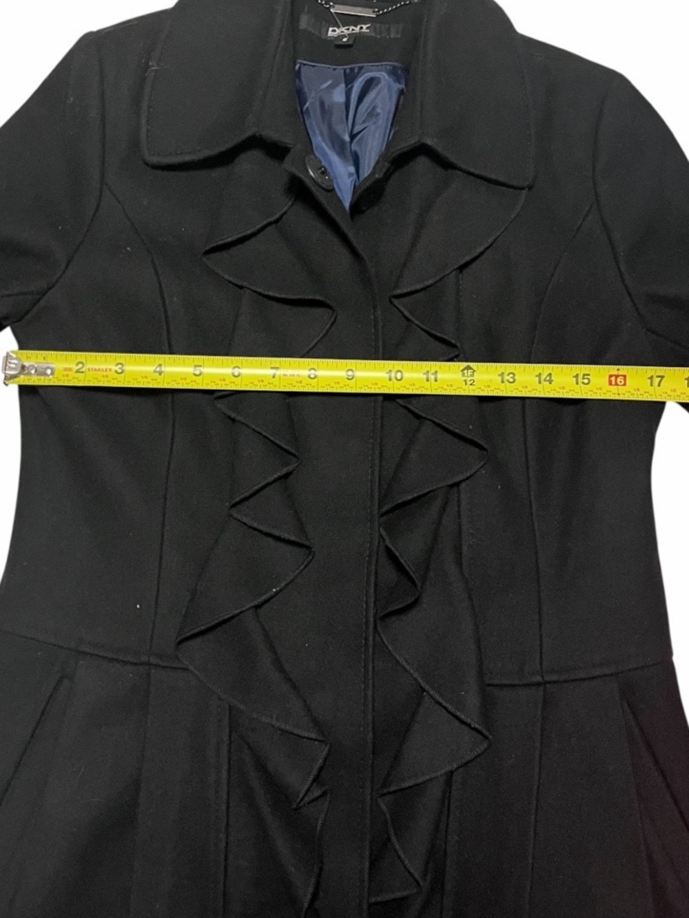 Double Ruffle Pleated Pea Coat - Picture 14 of 15